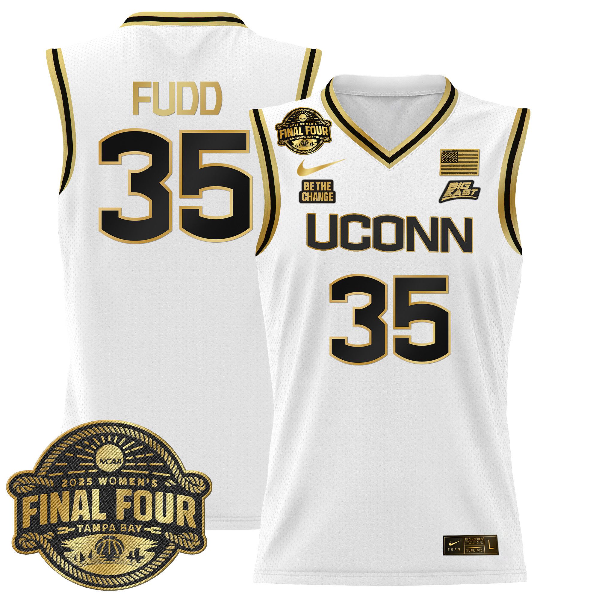Men UConn Huskies 35 Fudd White Nike 2025 Big Eat Final Four Patch Lightweight Basketball NCAA Jerseys